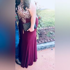 Elegant Burgundy Halter Dress